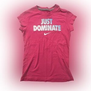 Women’s Nike Pink ‘Just Dominate' Fitted Graphic Tee Size S